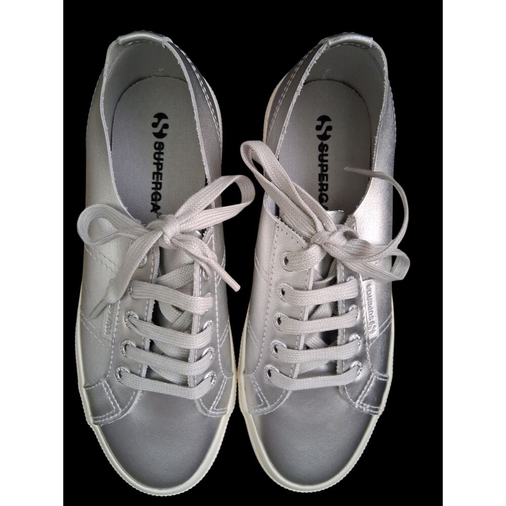 Superga 2750 Metallic Nappa Silver Gray Sneakers Favorio Women's Sz 7 New in Box